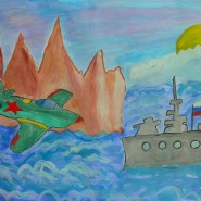 Выставка детских рисунков С Днем Защитника Отечества фотографии