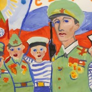 Выставка детских рисунков С Днем Защитника Отечества фотографии