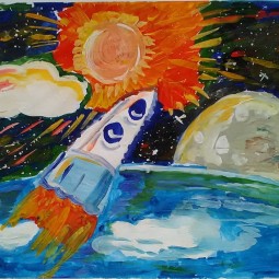 Выставка детских рисунков «Разноцветная вселенная».