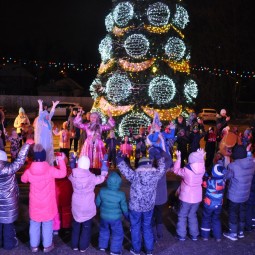 Торжественная церемония зажжения огней на Новогодней ёлки на площади ДК «Луч»