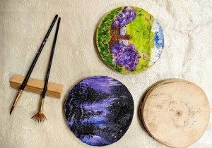 Творческая мастерская. Картина на спиле дерева.