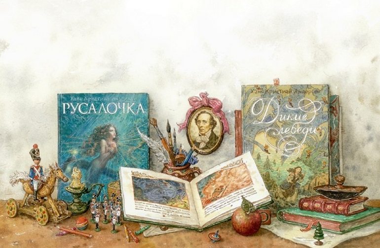 Рассказы мир книг. Ганс христиан Андерсен Антон Ломаев. Ломаев Антон обложки книг Андерсен. Сказки Андерсена коллаж. Герои книг Андерсена.