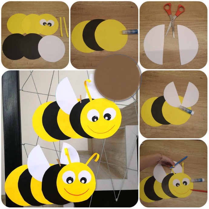 Показываем как сделать пчелу из бумаги и картона